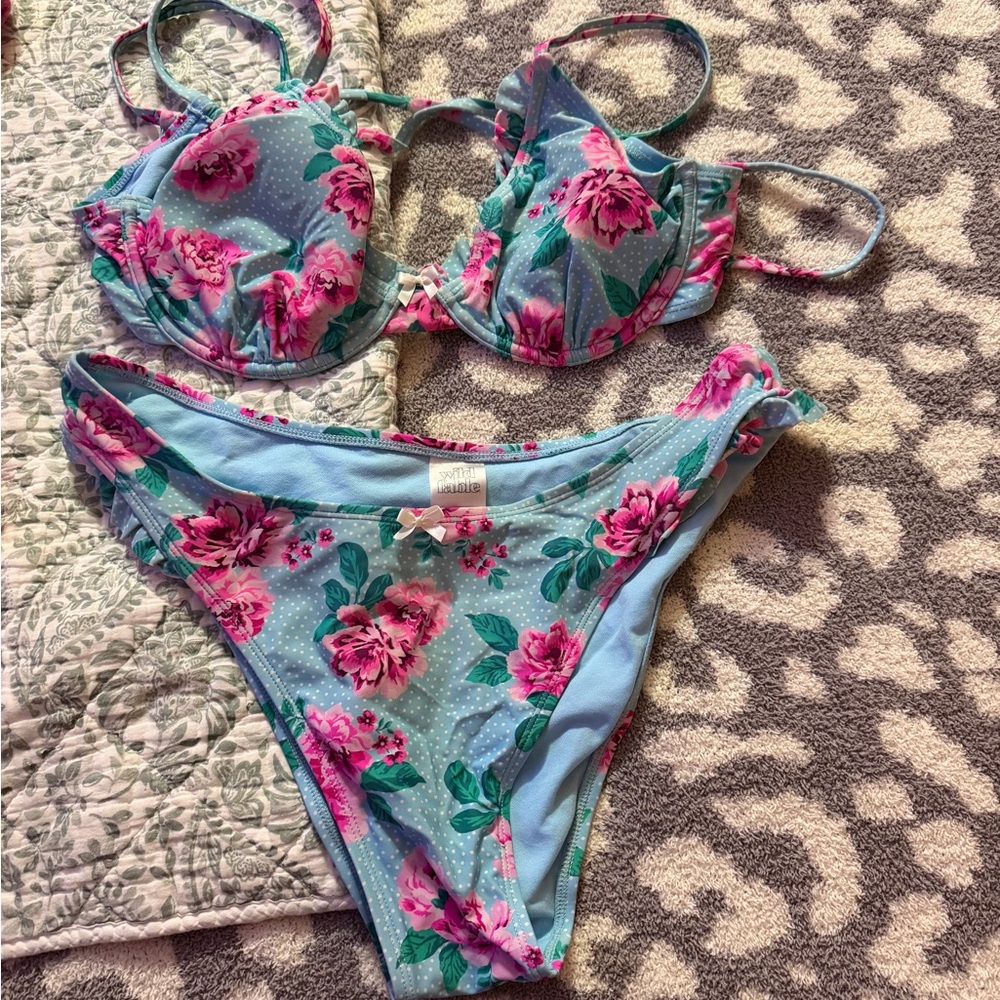 Floral Bikini Set with Pink Flowers